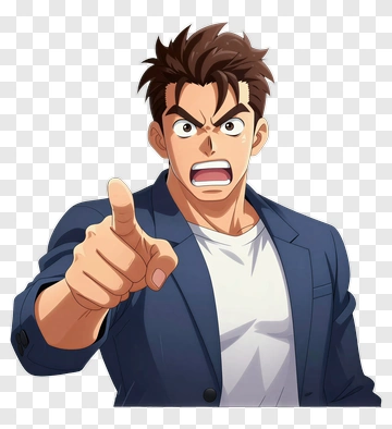 Angry Man Pointing In A Blue Jacket PNG