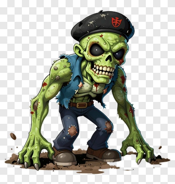 Cartoon Zombie Emerging From The Ground PNG