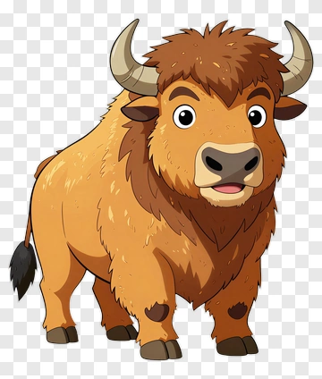 Cartoon Bison Character PNG