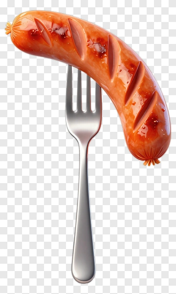 Cooked Sausage On A Fork PNG