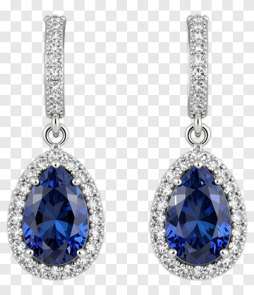 Elegant Blue Teardrop Earrings PNG