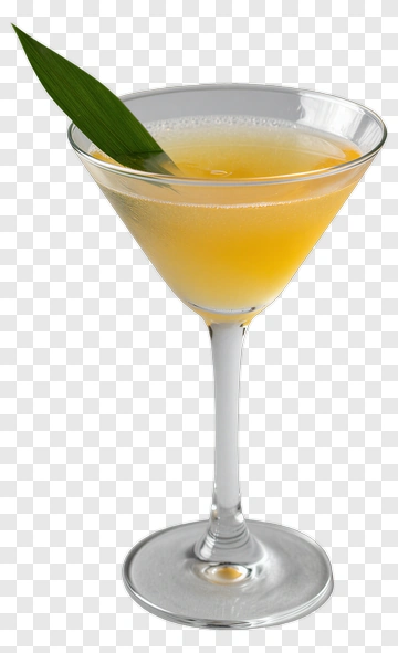 Cocktail In A Martini Glass With Leaf Garnish PNG