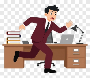 Businessman Running From Desk PNG