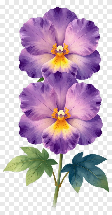 Purple Orchid Flower With Green Leaves PNG