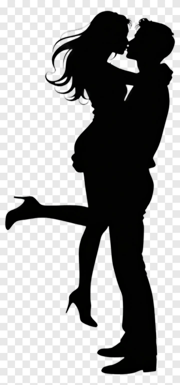 Couple Embracing In A Romantic Silhouette PNG
