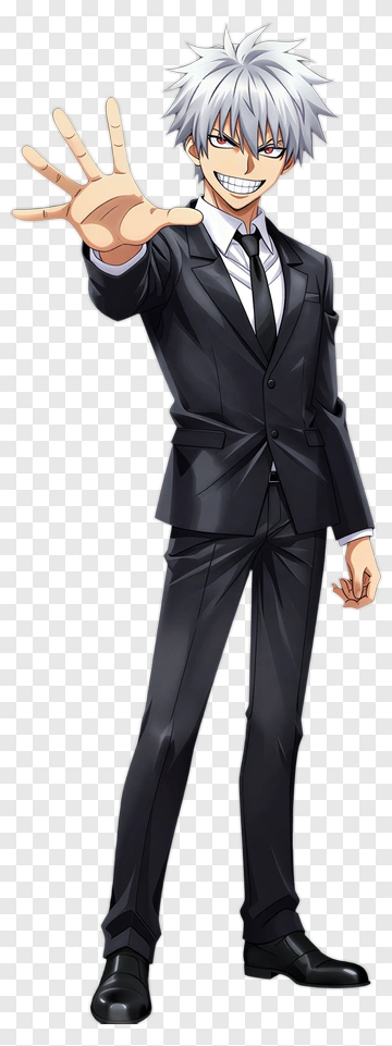 Anime Character In A Suit Gesturing PNG