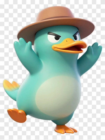 Cartoon Duck Wearing A Hat PNG