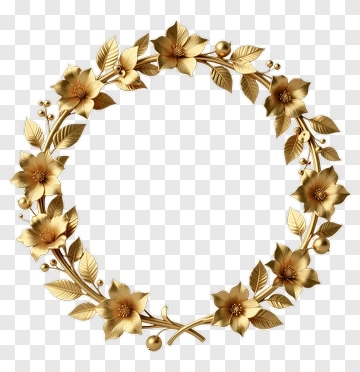 Gold Floral Wreath PNG