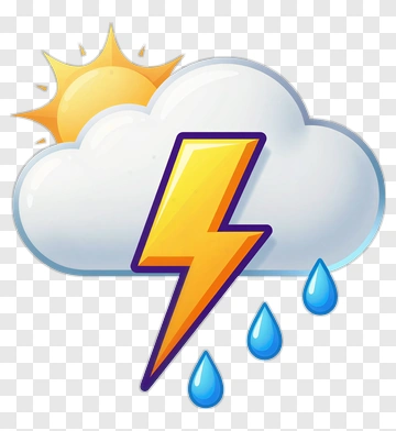 Sun And Cloud With Lightning And Rain PNG