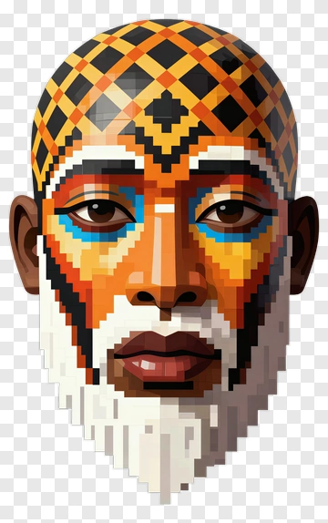 Stylized Portrait Of A Man With Colorful Face Paint PNG