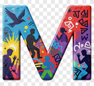Colorful Letter M With Abstract Figures PNG