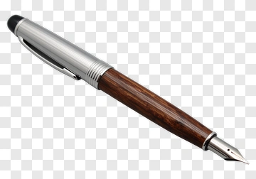 Fountain Pen With Silver And Wood Design PNG