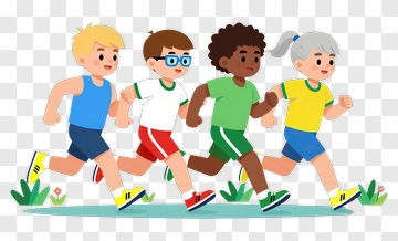 Children Running Together In A Race PNG