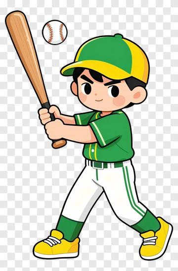 Cartoon Baseball Player Holding A Bat PNG