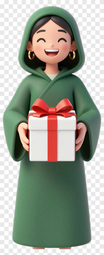 Cartoon Woman Holding A Gift Box PNG