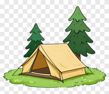 Camping Tent Surrounded By Pine Trees PNG