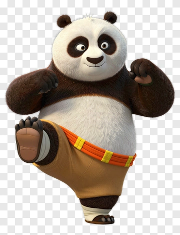 3D Panda Performing A Kick PNG