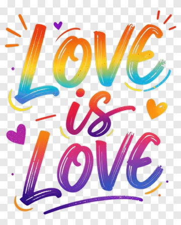 Colorful Love Is Love Typography PNG