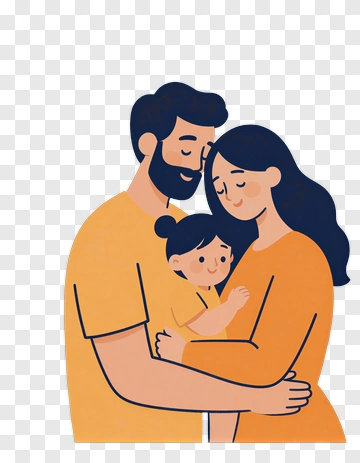 Happy Family Embracing Each Other PNG