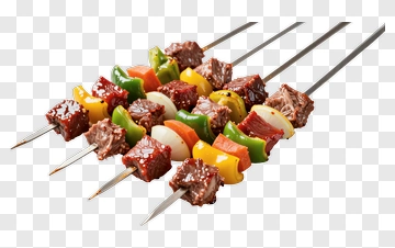 Colorful Skewers Of Beef And Vegetables PNG