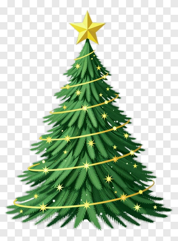 Colorful Christmas Tree With Star And Lights PNG