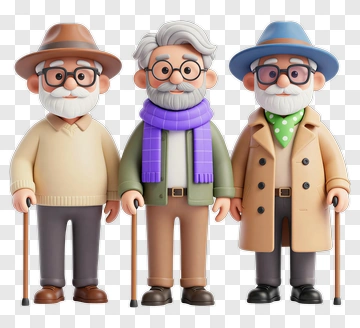 Cartoon Elderly Men Group PNG