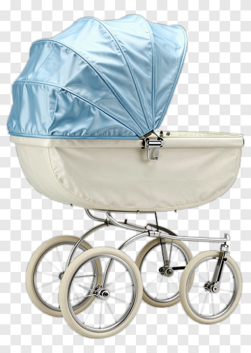 Vintage Baby Pram With Blue Canopy PNG