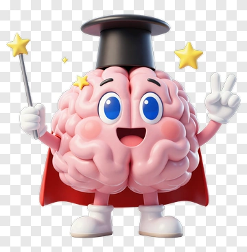 Cartoon Brain Wearing A Graduation Cap And Holding A Wand PNG