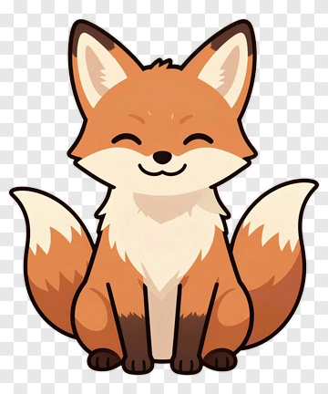 Cartoon Fox Sitting With A Happy Expression PNG