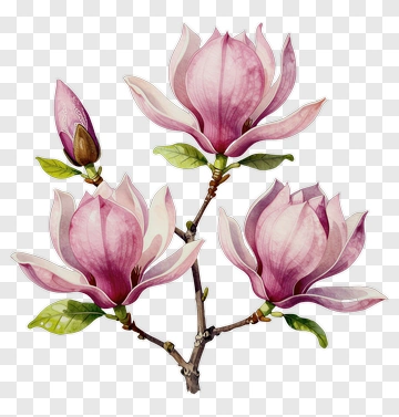 Magnolia Flower Branch PNG