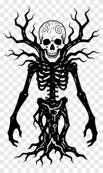 Halloween Skeleton With Tree Branches PNG