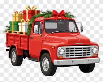 Red Truck With Christmas Gifts PNG