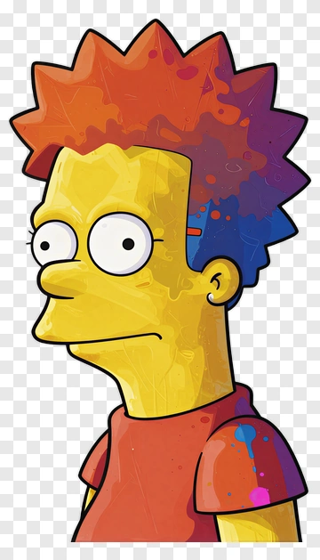 Cartoon Character With Colorful Hair PNG