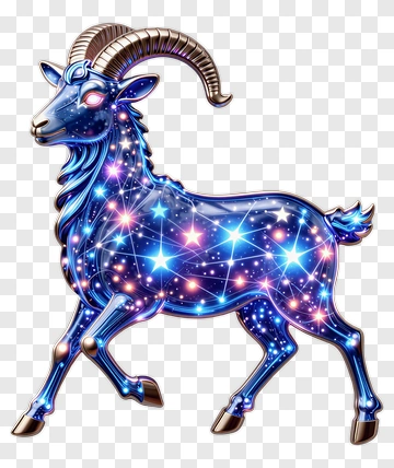 Cosmic Goat With Starry Pattern PNG