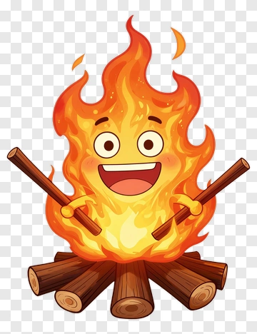 Cartoon Fire Character With Happy Expression PNG