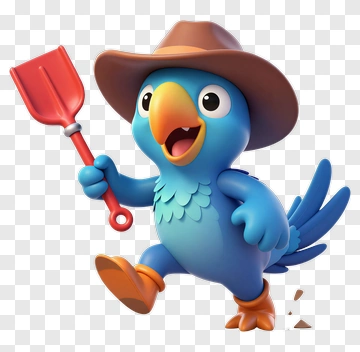 Cartoon Bird Holding A Shovel PNG