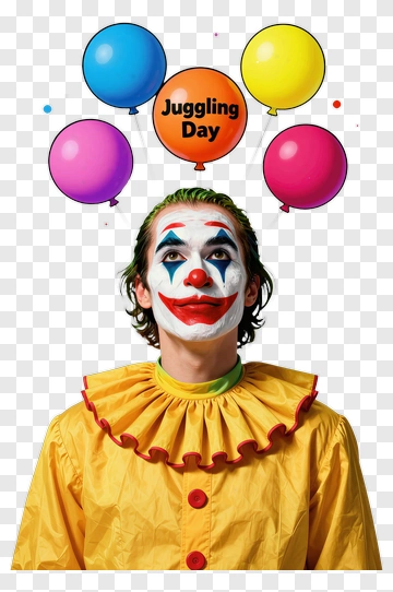 Clown Celebrating Juggling Day With Colorful Balloons PNG