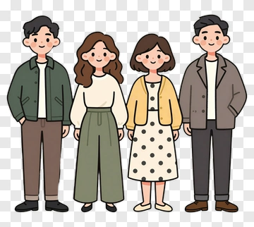Cartoon Family Group Portrait PNG