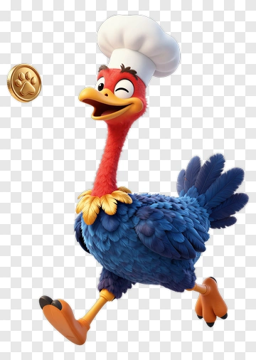 Cartoon Chef Turkey Walking Cheerfully PNG