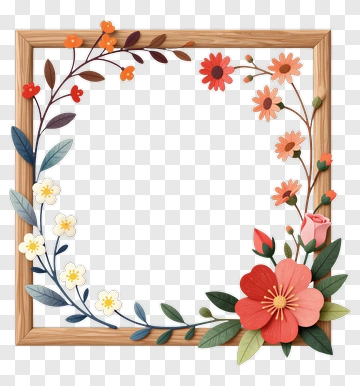 Floral Frame With Colorful Flowers PNG