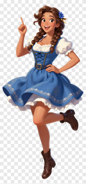 Happy Girl In Blue Dress With Braids PNG