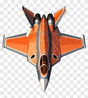 3D Fighter Jet With Orange Accents PNG