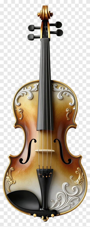 Ornate Violin With Decorative Design PNG