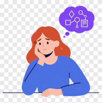 Woman Thinking With Thought Bubble PNG