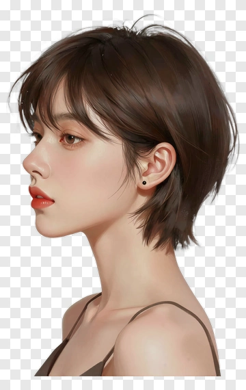 Portrait Of A Young Woman With Short Hair PNG