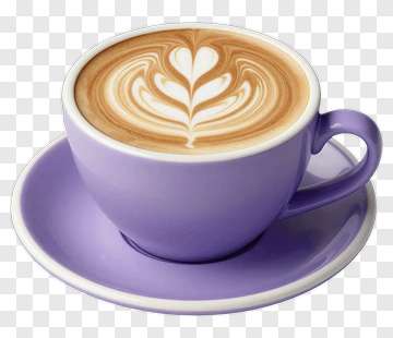 Lavender Coffee Cup With Latte Art PNG