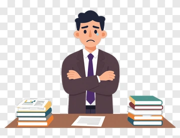 Sad Businessman Standing With Arms Crossed PNG