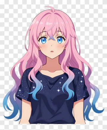 Anime Girl With Pink Hair And Blue Eyes PNG