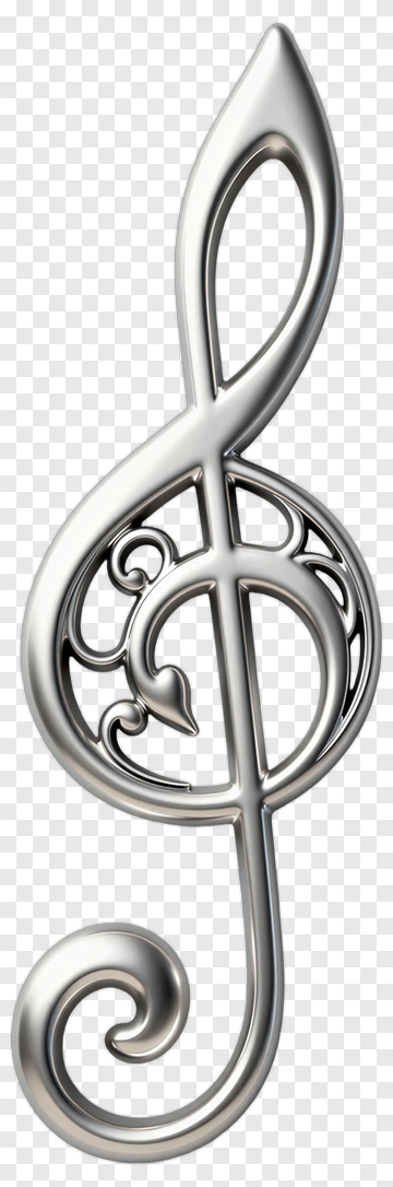Silver Musical Clef Symbol PNG