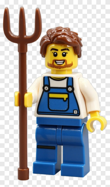 Lego Farmer Holding A Pitchfork PNG